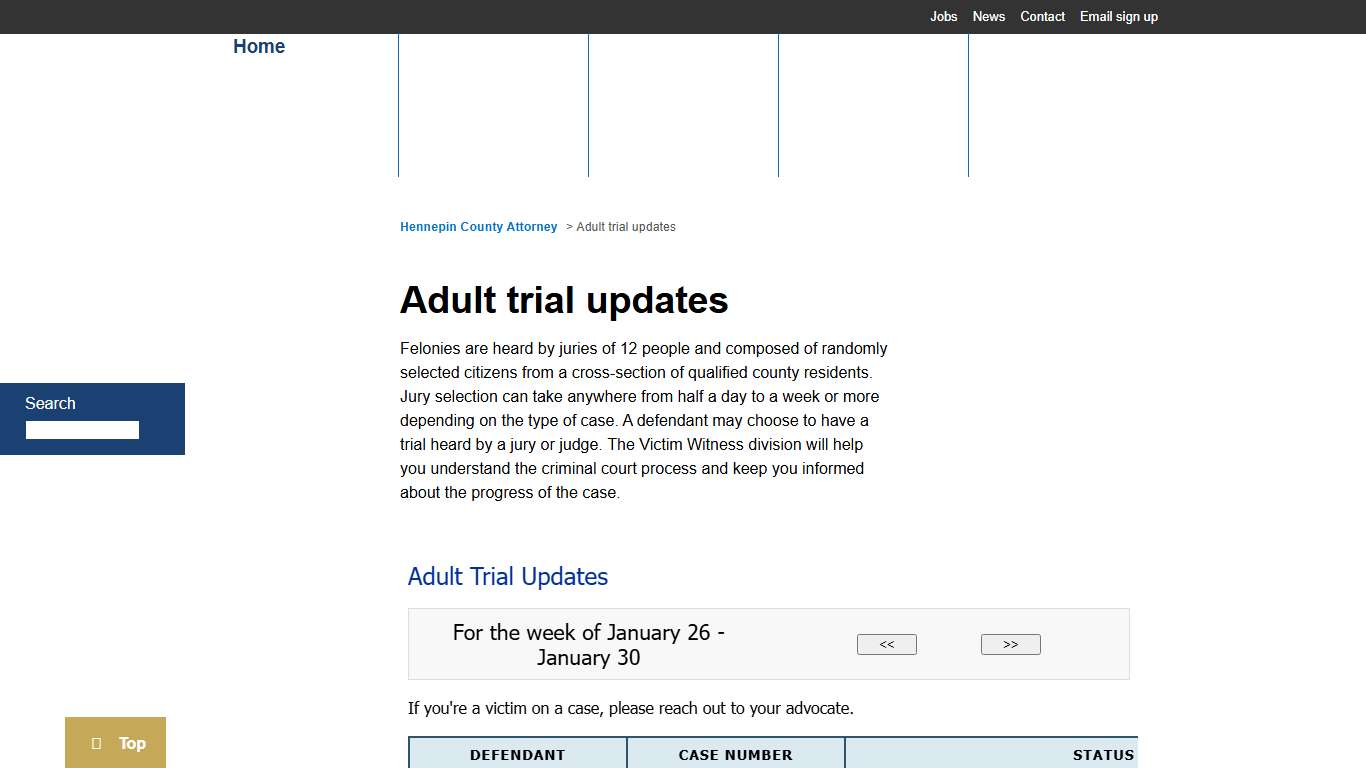 Adult trial updates Hennepin County